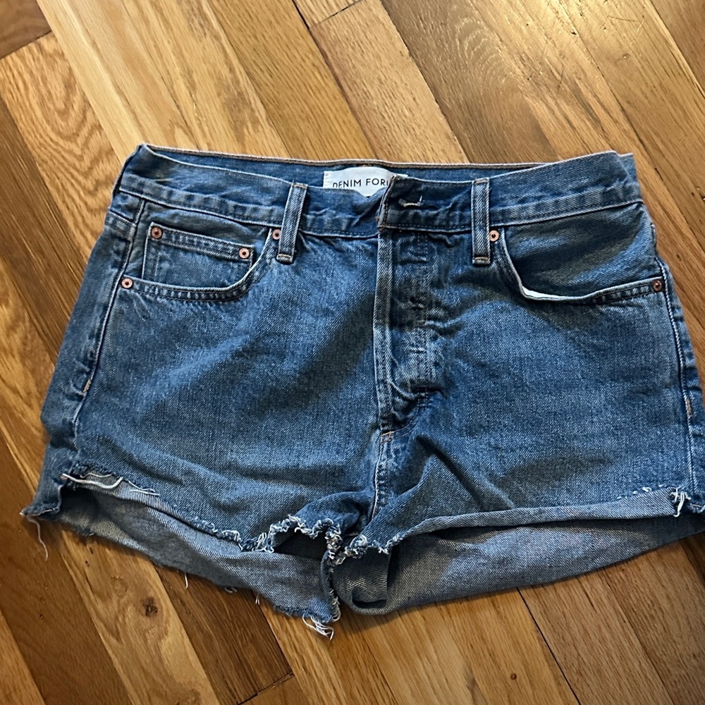 Denim Forum Distressed Blue Jean Shorts